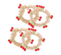 VALICLUD 4pcs Artificial Crystal Ponytail Holder Glitter Hair Tie Sparkling Rhinestone Embellished Hair Band for Women Secure Hold Travel Friendly Cherry Charms for Daily Work Random Color