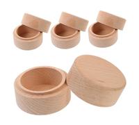 VALICLUD 4pcs Beech Wood Tooth Fairy Box Unisex Small Round Keepsake Storage for Teeth Rings Coins Dustproof Trinket Holder for Wedding Favor