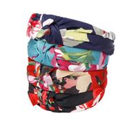 VALICLUD 4pcs Bohemian Wide Cloth Headbands with Knotted Design Creative Hair Accessories for Women and Fashionable Multi-color Navy Blue Bright Red Lake Blue Light Pink