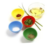 VALICLUD 4pcs Bowls Food Grade Silicone Mini Seasoning Bowls with Drop Resistance for Safe Easy Clean Rice Dessert Salad in Yellow Green Blue