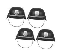 VALICLUD 4pcs British Policeman Helmet for Black Plastic Bobby Caps for Halloween Party Role Play Educational Pretend Play Career Awareness and Social Skill Development