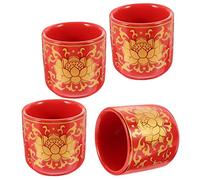 VALICLUD 4pcs Buddhist Water Supply Cups Offering Water Containers for Home Temple Worship Polished Edges Elegant Design for Rituals Devotion
