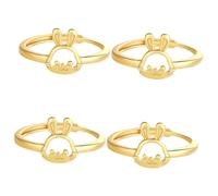 VALICLUD 4pcs Bunny Ring Adjustable Finger Ring for Women Fashion Jewelry Accessory for Festivals Parties and Everyday Wear