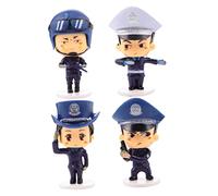 VALICLUD 4pcs Cartoon Police Figurine Cake Toppers for Birthday Party Decorations Reusable Police Officer Cake Ornaments Boy Girl Party Supplies Dessert Decor