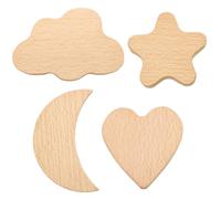 VALICLUD 4pcs Cartoon Wooden Drawer Knobs for Cabinets Single Hole Doorknob with Moon Heart Designs Fashion Doorknobs for Dresser Cupboard Wardrobe Bookcase