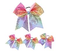 VALICLUD 4pcs Cheerleader Hair Bows Sparkly Sequin Hair Ties for Versatile Ribbon Scrunchies for Various Hairstyles for Cheer Teams Everyday Use