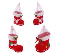VALICLUD 4pcs Christmas Hanging Boots Candy Storage Bag with Plastic and Flocking Material, Boot-shaped Hanging Pendant Holder for Home and Christmas Decoration, Suitable