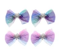 VALICLUD 4Pcs Christmas Snowflake Hair Clips Bow-Knot Barrettes for Women, Mesh Fabric Hairpins with Snowflake Edge, Festive Hair Accessories for Holiday Styling Random Style