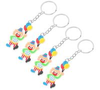 VALICLUD 4Pcs Circus Clown Keychains Set, Small Plastic Clown Key Rings Purse Pendants, Unique Digital Circus Keychain Decoration for School Bags and Party Accessories