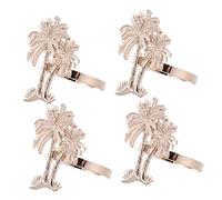 VALICLUD 4pcs Coconut Palm Tree Napkin Rings Stylish Electroplated Napkin Buckles for Home Restaurant Wedding Decor Creative Design for Elegant Table Settings