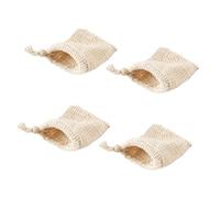 VALICLUD 4pcs Cotton Linen Drawstring Soap Foaming Bags Multipurpose Mesh Net Pouches for Facial Exfoliating and Soap Storage Quick Bubble Creation for Bathroom Use