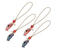 VALICLUD 4pcs Creative Japanese Style Carp Flags Keyring Pendants Custom Keychain Lanyard for Phone Keys Tassel Charm for Decor