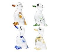 VALICLUD 4pcs Crystal Glass Animal Figurines Cute Duck Ornaments Sculpture for Desktop Decoration in Offices and Home with Artistic and Practical Design