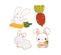 VALICLUD 4pcs Cute Rabbit Carrot Brooch Set Kawaii Enamel Badge for Women and Girls Creative Drop Oil Design for Clothing and Accessories Random Style