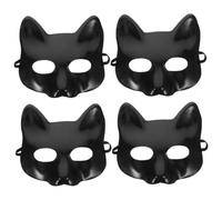 VALICLUD 4pcs DIY Cat Paper Masks Blank Paintable Mask Base for Halloween Masquerade Cosplay Costume Parties for Adults Crafting Creativity Safe Skin Friendly