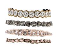 VALICLUD 4Pcs Elastic Beaded Headbands with Rhinestone Sparkle Lightweight Hair Wraps for Women Non-slip Comfortable Fit Elegant Party and Everyday Hair Accessories