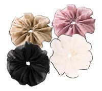 VALICLUD 4Pcs Elastic Hair Scrunchies with Oversized Mesh Design Soft Ponytail Holders for Women Multi-color Hair Ties for Daily Wear Parties Office and Travel Accessories