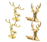 VALICLUD 4PCS Elk Christmas Ornaments Mini Zinc Alloy Deer Figurines with Standing Sitting Poses Xmas Gift Decoration for Home Office Bedroom Shop Unique Desktop Jewelry Plates