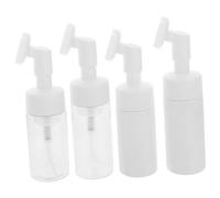VALICLUD 4pcs Facial Dispenser Bottle Set Plastic Face Brush, 100ml 120ml Bubble Bottles for Facial Cleansing and Massage, Travel-friendly and White Containers