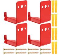 VALICLUD 4pcs Fire Extinguisher Holder Wall Mount Brackets Heavy-duty Metal Hooks Capacity Fire Extinguisher Storage Rack with Upgraded Red Finish and Hardware
