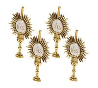VALICLUD 4pcs First Communion Religious Cross Brooch Set Gold Catholic Lapel Pins for Boys, Church Blessing Clothes Pins, Suitable for Party and Ceremony Accessories