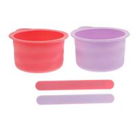 VALICLUD 4pcs Foldable Silicone Wax Warmer Bowl Set with Non-stick Liner and Wax Spatula Heat-resistant Hair Removal Pot Kit in Pink and Purple for Personal Beauty Care