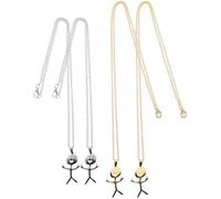 VALICLUD 4Pcs Funny Doodle Middle Finger Necklace Set Stainless Steel Charm Pendant Necklace for Women and Men Silver and Gold Clavicle Chain
