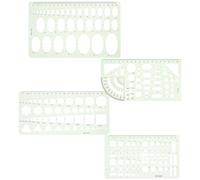 VALICLUD 4pcs Geometric Drawing Circle and Oval Templates Plastic Ruler Set for Drafting and School Use, Easy to Carry Versatile Drawing Tool with Green Plastic Material