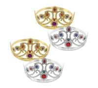 VALICLUD 4pcs Halloween Cosplay Crowns Lightweight Costume Headbands for Adults and Elegant Gold and Silver Princess Prince Hair Accessories for Parties and Theater Performances