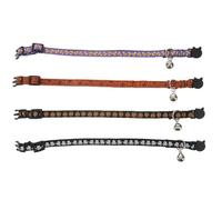 VALICLUD 4pcs Halloween Pet Collars for Dogs and Cats with Bell, Adjustable Spider Web, Skull, Candy, Pumpkin Designs, Safety Buckle Kit for Puppies and Kittens