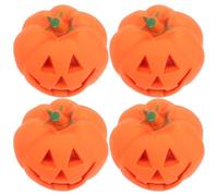 VALICLUD 4pcs Halloween Pumpkin Dog Chew with Squeaker Sound Soft Plastic Pet for Small Dogs Interactive Chew for Teeth Cleaning and Play