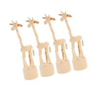 VALICLUD 4pcs Handcarved Wood Finger Puppets Portable Giraffe Figurines Lightweight Tabletop Animal Ornaments for Home Decor Travel Companion