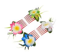 VALICLUD 4Pcs Hawaiian Plumeria Hair Combs Lightweight Tropical Flower Clips for Beach Weddings Boho Bridal Accessories Summer Vacation Hairpieces Secure Fit Design