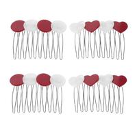 VALICLUD 4pcs Heart-shaped Hair Clips Red and White Mini Claw Comb Romantic Valentine S Day Accessories for Women Teens Party Hairstyles Stylish Hair Finishing Fixer