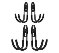 VALICLUD 4pcs Heavy Duty Garage Wall Hooks for Tool and Ladder Storage Space-Saving Metal Organizer for Garden Equipment and Household Use Black Mountable Hangers