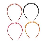 VALICLUD 4pcs Hollowed Mesh Hairbands Head Hoops for Women Girls Face Washing Spa Hair Fixing Tool, Simple Stylish Oxford Fabric Headwear Set in Black Brown Wine Red Dark Coffee
