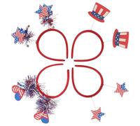 VALICLUD 4Pcs Independence Day Hair Hoops Set with Spring Star, Heart, and Flag Designs - Creative Patriotic Headbands for July 4Th Party and Festival Hair Accessories Random Style
