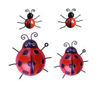 VALICLUD 4pcs Iron Ladybug Wall Hanging Decor Simulated Ladybird Ornaments for Living Bedroom Home Decoration