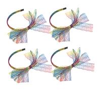 VALICLUD 4pcs Lace Bow Headband for Women Retro Vintage Neon Hair Bow Party Accessory for Halloween Themed Events