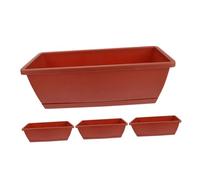 VALICLUD 4pcs Large Rectangle Window Box Planters Tray, Plastic Vegetable Growing Pots for Balcony Garden, Brick Red Flower Planting Containers 43x19x15.2cm