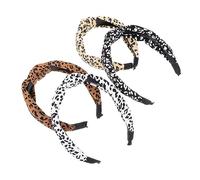 VALICLUD 4pcs Leopard Print Headband Wide Sided Stylish Hairband Clips Retro Printed Head Decor for Delicate Girl