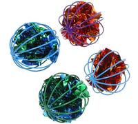VALICLUD 4pcs Lightweight Crinkle Cat Balls Plastic Interactive Catnip Balls for Play and Party Decor, Fun Cat Chasing to Prevent Behavioral Problems with Assorted Colours Random Color