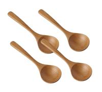 VALICLUD 4pcs Long Handle Wooden Soup Spoons Heat Resistant Ergonomic Cooking Utensils Natural Teak Wood for Porridge Hot Pot Stirring and Serving Asian Style Kitchen Tools