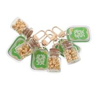 VALICLUD 4pcs Mahjong Lucky Keychain Set with Wishing Bottle Pendants - Bag Charm Keychain Accessories for Women, Chinese New Year Fortune Key Rings for Backpack Decoration