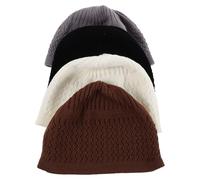 VALICLUD 4pcs Men S Knit Kufi Hats Winter Beanie Muslim Caps for Prayer Outdoor Use Soft Breathable African Style Caps with Elastic Fit in Black White Gray