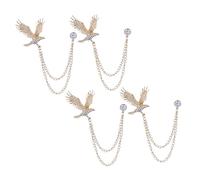 VALICLUD 4pcs Men's Alloy Brooch Pin with Tassel Chain and Rhinestone Details for Suits and Coats Stylish Lapel Pins for Men's Accessories Gift for Family and Friends