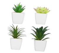 VALICLUD 4pcs Mini Artificial Succulents Plants in Cute Ceramic Pots Realistic Simulation Greenery Small Fake Succulent Decorations for Indoor Use Desk Shelf Office Home Space-saving Design