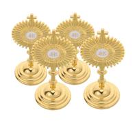 VALICLUD 4pcs Mini Metal Catholic Crucifix with Stand Tabletop Cross for Home Worship and Chapel Decoration Detailed Religious Jesus Statue for Christian Prayer and Sacred Ambiance