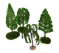 VALICLUD 4Pcs Miniature Diorama Model Trees for Railroad Scenery, Mixed Size Mini Fake Trees with Base, Plastic Mini Model Plants for Architecture Landscaping and Craft Terrain Making