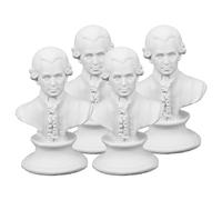 VALICLUD 4Pcs Miniature Resin Musician Bust Sculptures Set 7Cm Mini Plaster Statue Crafts European Style Classical Composer Head Figurines Desktop Decoration for Home and Photo Prop